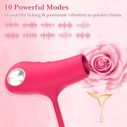 Panny 2-in-1 Tongue Licking Clit Stimulator With Bullet Vibrator-EROSREALM