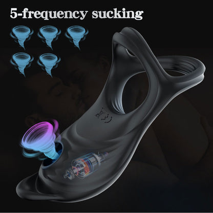 5 Frequency G-spot Sucking Vibrating Penis Ring Clitoris Stimulation Cock Ring-EROSREALM