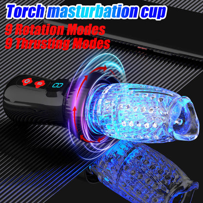 3.1 Version Torch 9 *9 Thrusting Rotating Penis Stroker Male Rose Toy-EROSREALM