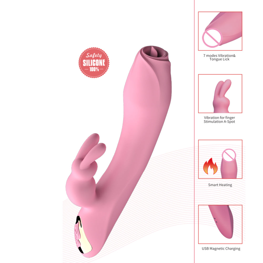 7 Frequency Tongue-licking Clitoral Stimulator Heating Vibrator-EROSREALM