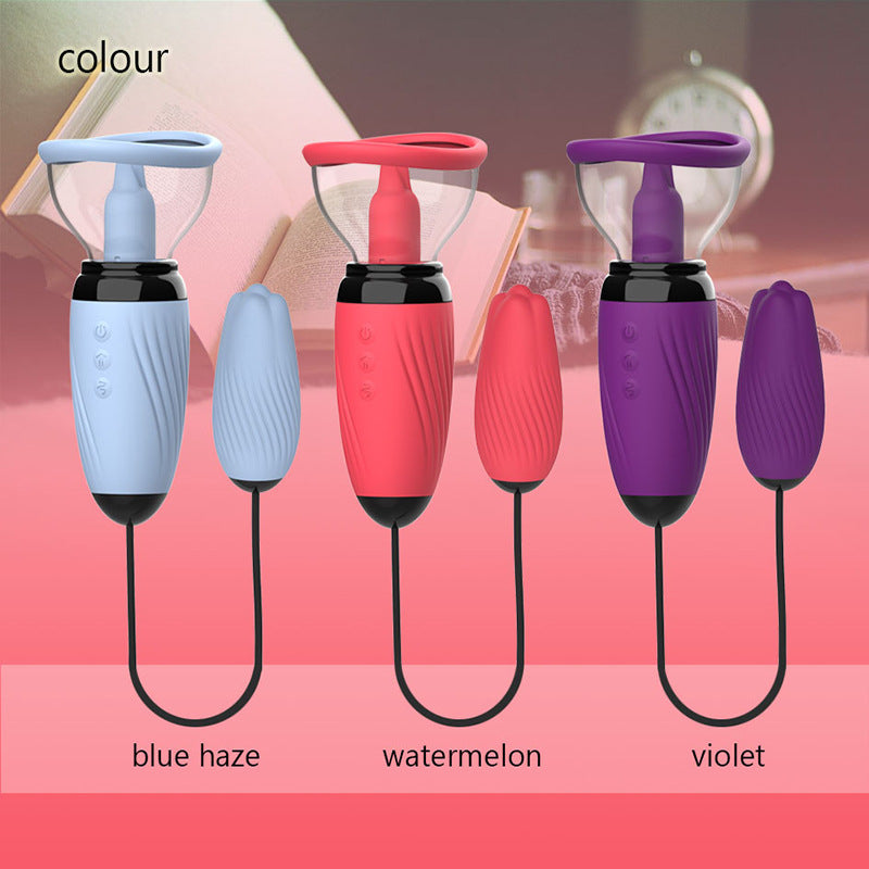 3 In 1 Sucking Vibrating Tongue Licking Egg Vibrator Nipple Stimulator-EROSREALM