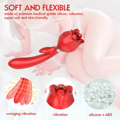 Rose Toy Vibrator G-spot Clitoris Stimulator with Attachments-EROSREALM