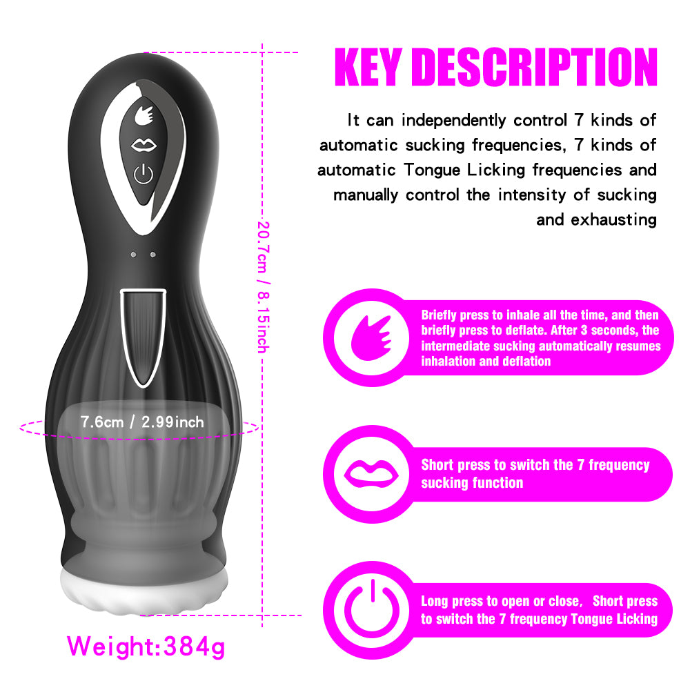 Viper - Vaccum Sucking Tongue Licking Penis Trainer Men's Massage Cup-EROSREALM