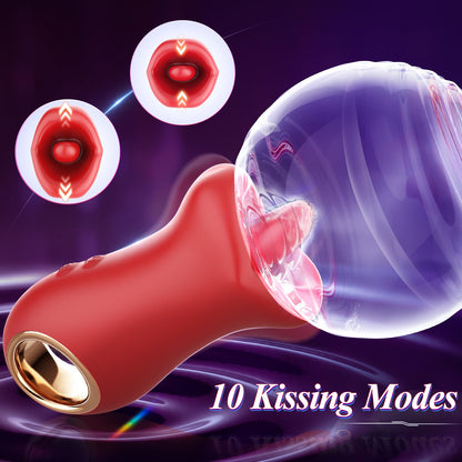 Handheld Rose Nibbler Bitting & Tongue Swinging Vibrator-EROSREALM