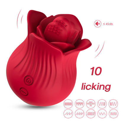 Bess Double Tongue-licking Rose Vibrator-EROSREALM