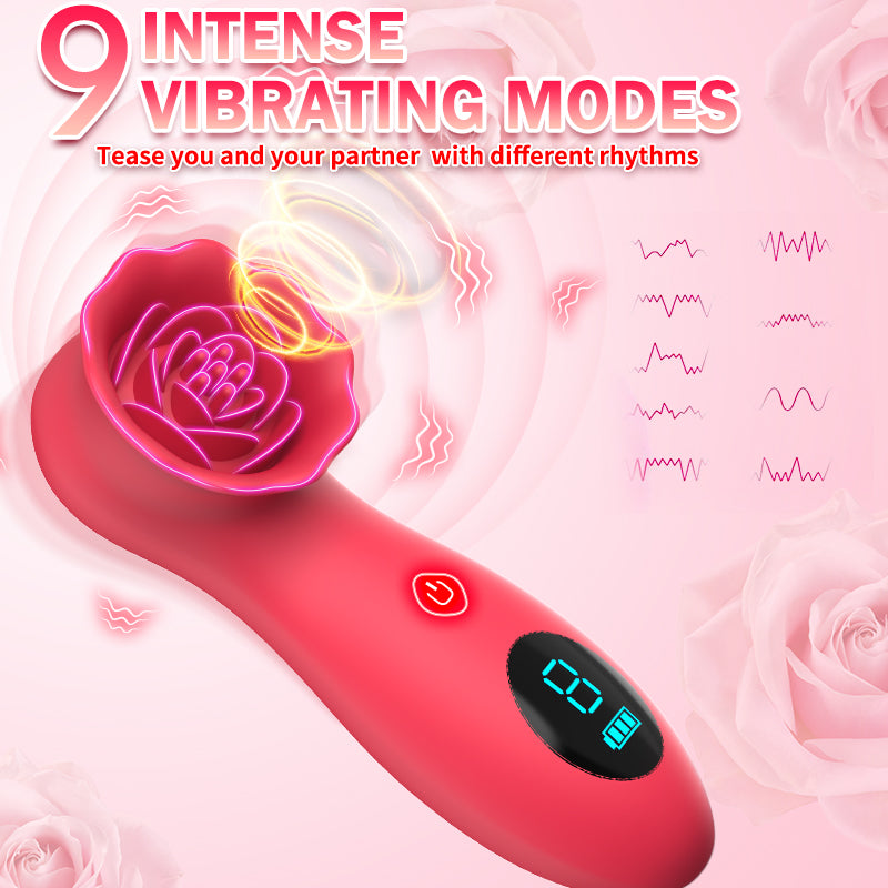 Lcd Display 9 Tapping Modes Rose Clit Vibrator-EROSREALM