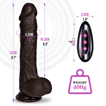 K05 Heating Telescopic Rotary Vibrating Black Dildo With Suction Cup-EROSREALM