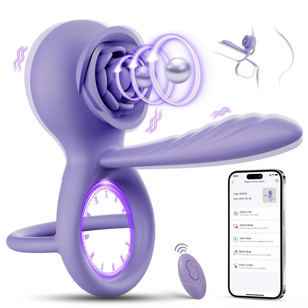 App Remote Control Vibrating Cock Ring Clit G spot Vibrator-EROSREALM