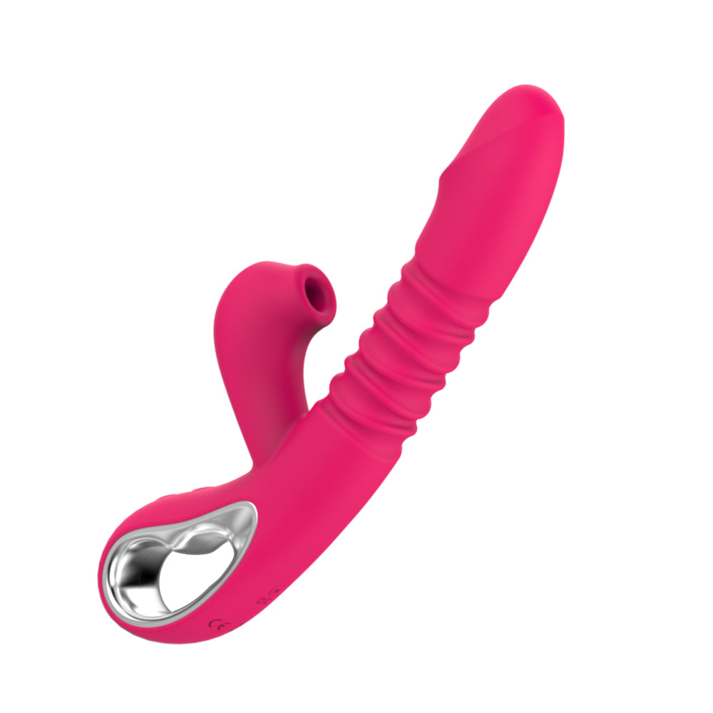 Heating Telescopic Sucking Clitoral Stimulator Dildo Vibrator-EROSREALM