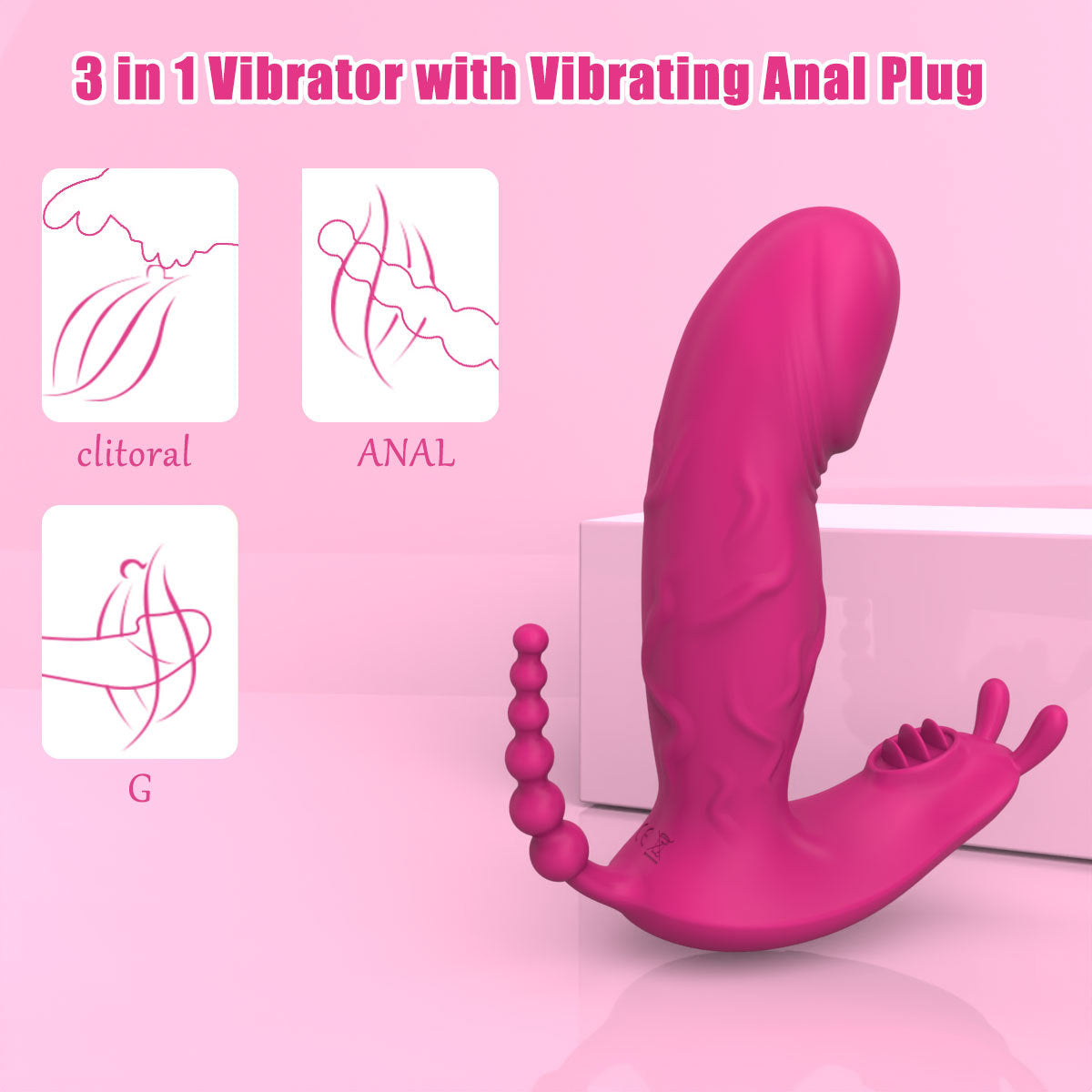 App Remote Control 3-in-1 Dildo Panty Vibrator-EROSREALM