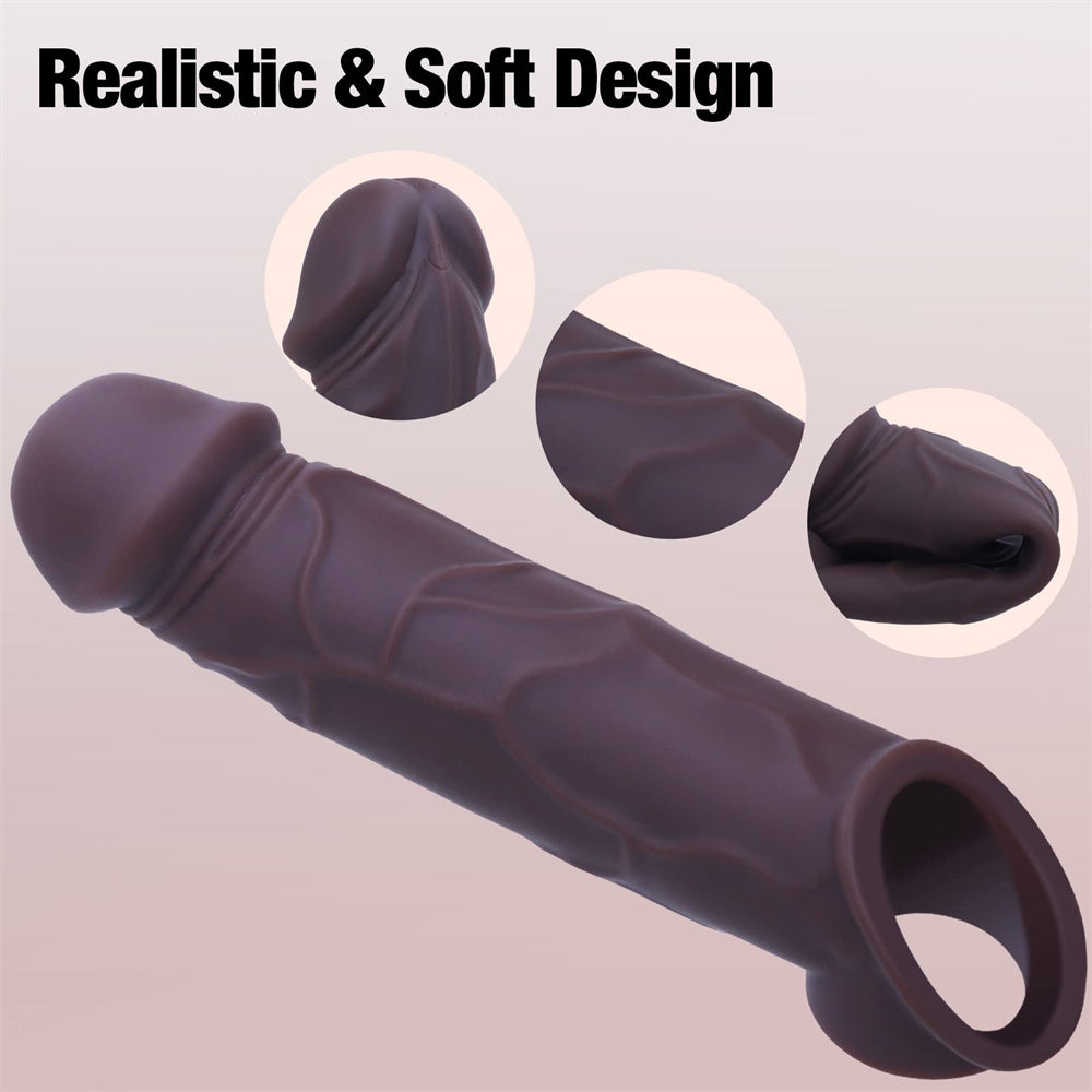 10 Modes Realistic Penis Sleeve Vibrating Cock Sleeve-EROSREALM