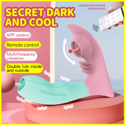 3-in-1 App Remote Control Tongue-licking Clitoris Sucker & Panty Vibrator-EROSREALM