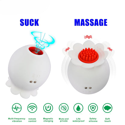 Rose Toy with Suction Massaging Ticklers-EROSREALM