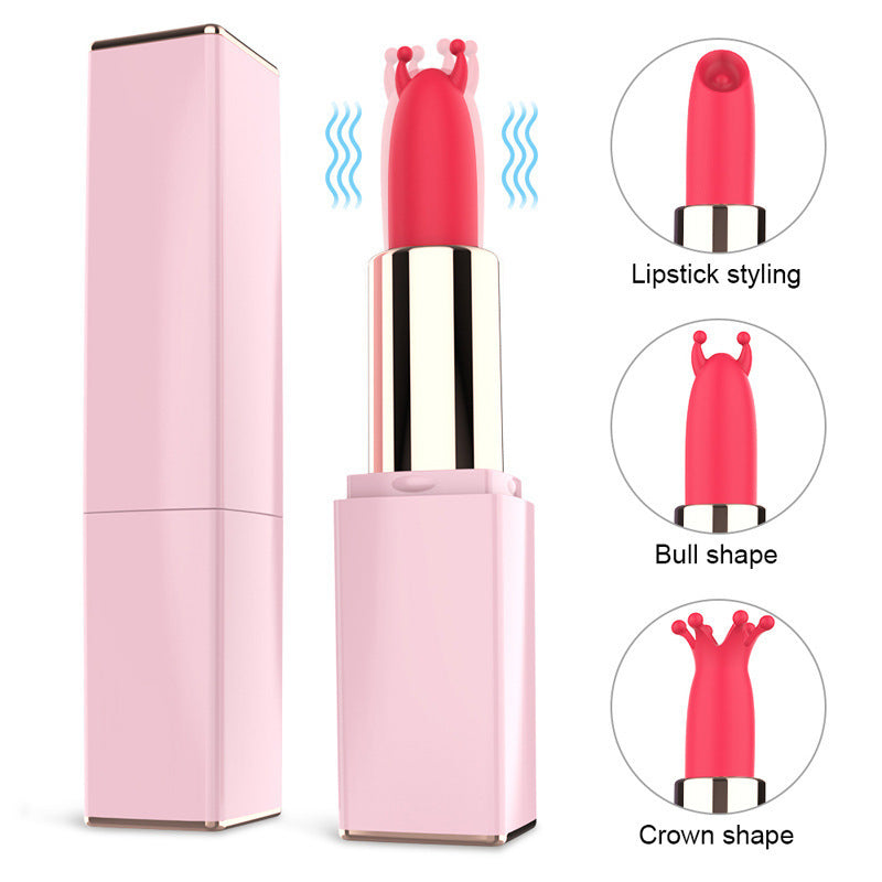 Rechargeable Multi Frequency Vibrating Lipstick Mini Egg Jumping Convertible-EROSREALM