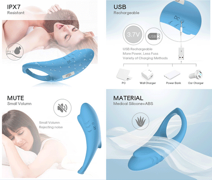 Shark Delay Ejaculation Cock Penis Ring Remote Control Clitoris Stimulator