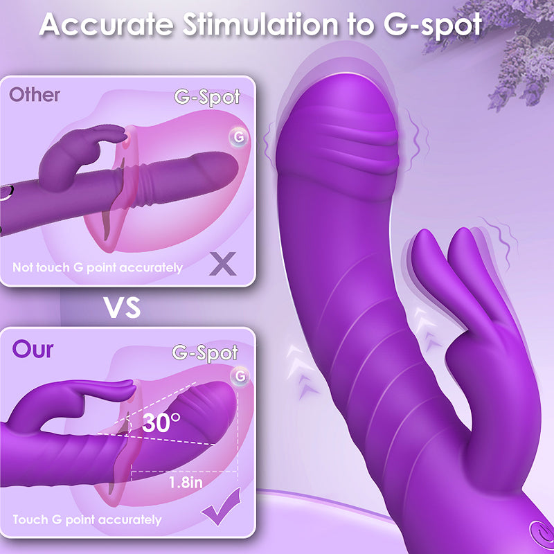 Heating Rabbit Vibrators Vagina G Spot Clitoris Nipple Dual Stimulator Massager Dildo-EROSREALM