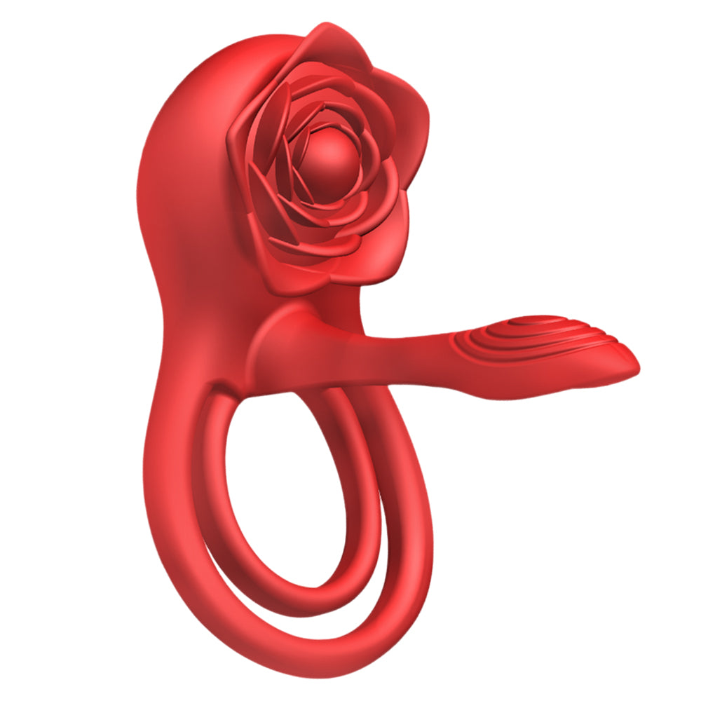 Rose Shackle Remote Control Dual-motor Vibration Penis Ring For Couples-EROSREALM