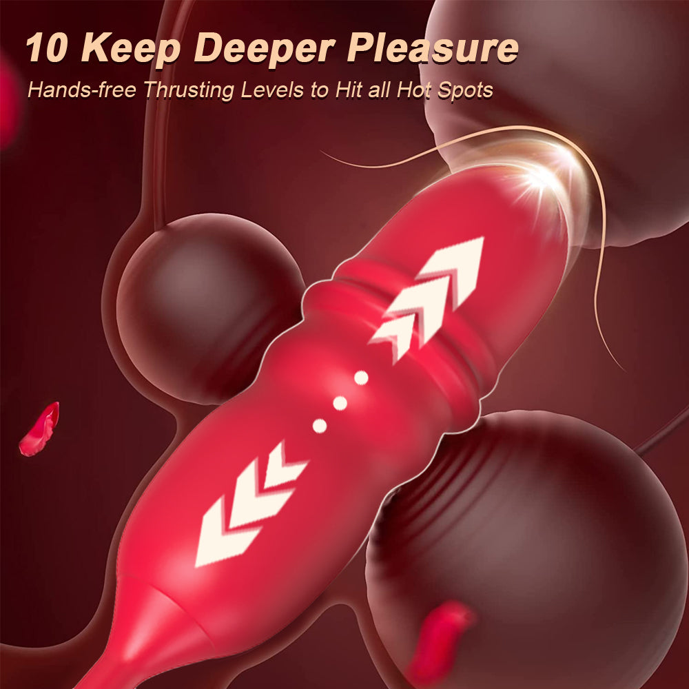 Romeo 2.0 Version Double-pistil Tongue-licking & Thrusting Rose Vibrator-EROSREALM