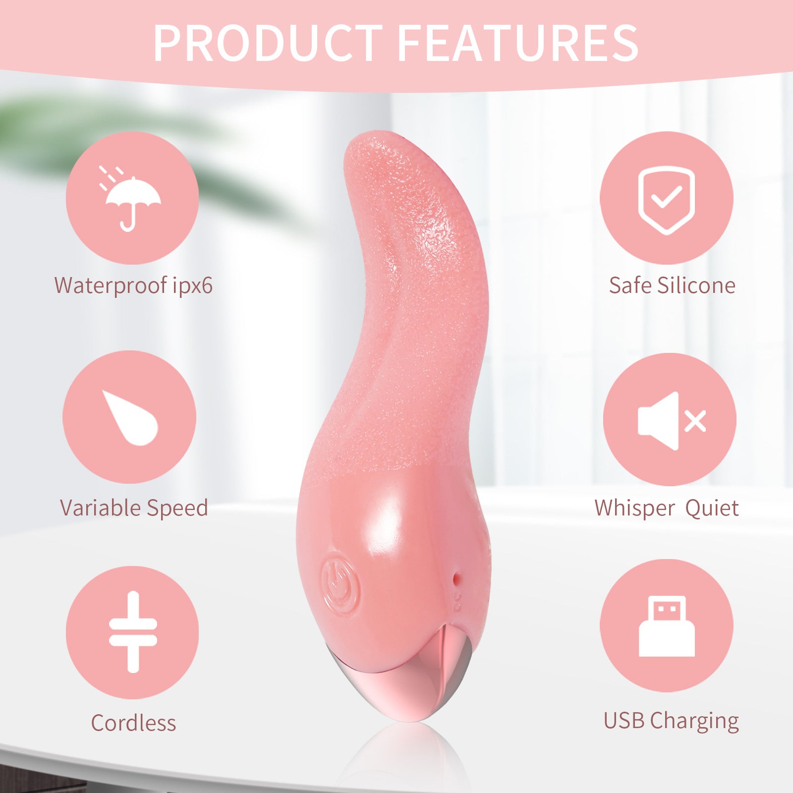 silicone Tongue-licking Vibrator-EROSREALM