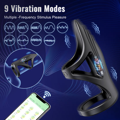 App Remote Control Vibration Double Penis Rings For Couple-EROSREALM