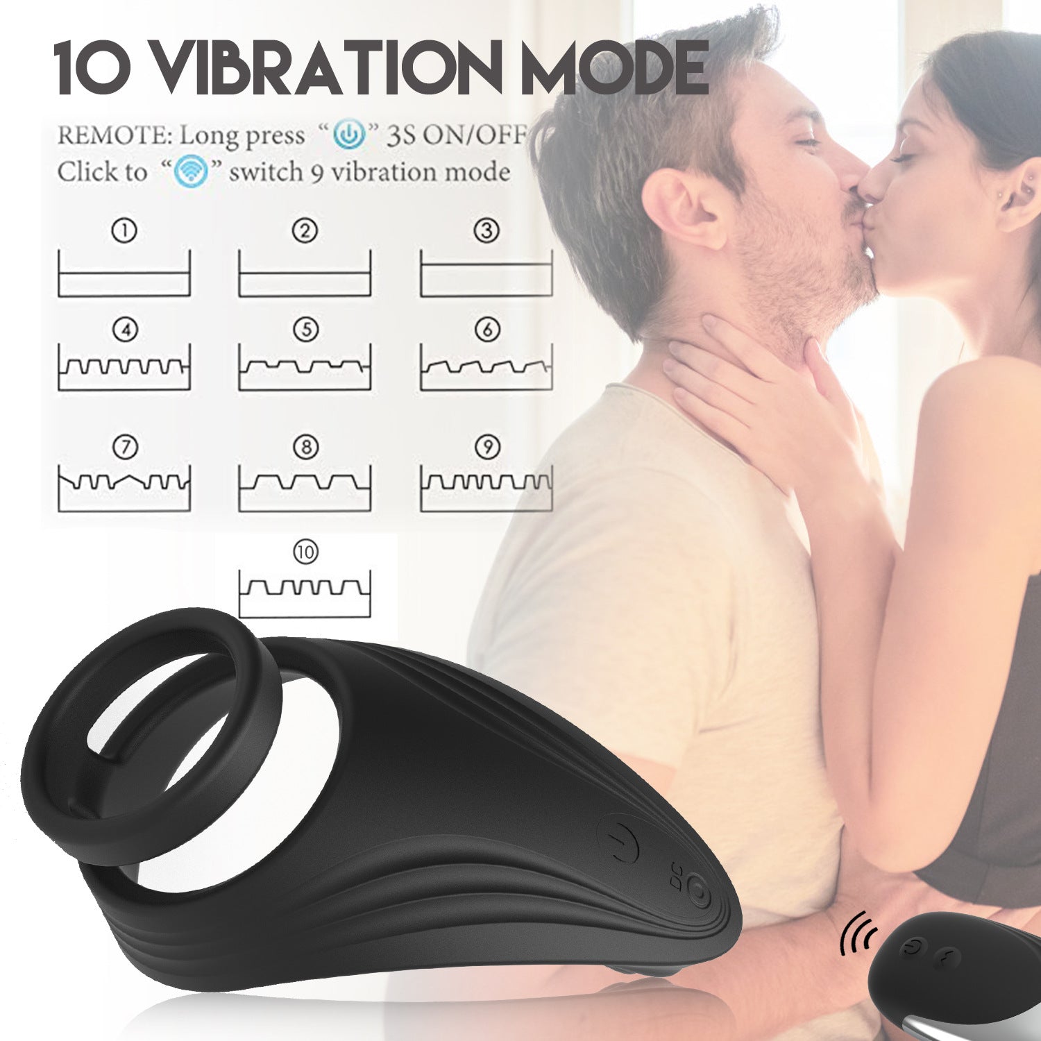 Wireless Remote Control Vibration Double Penis Rings-EROSREALM