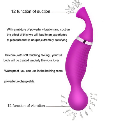 Seahorse Double Head High Intensity Clit Sucker Suction Vibrator-EROSREALM