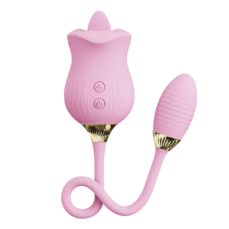 2.0 Rose Lip Tongue Licker With Bullet Vibrator-EROSREALM