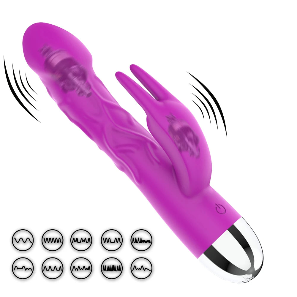 10 Vibrating Dildo Rabbit Vibrator G Spot Vibrator-EROSREALM