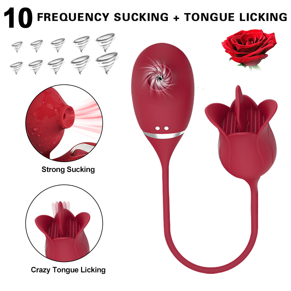 2 In 1 Sucking & Tongue Rose Vibrator-EROSREALM