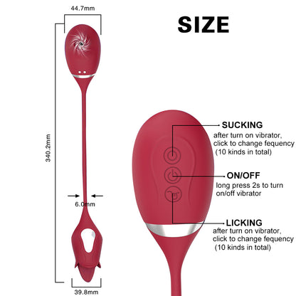 2 In 1 Sucking & Tongue Rose Vibrator-EROSREALM