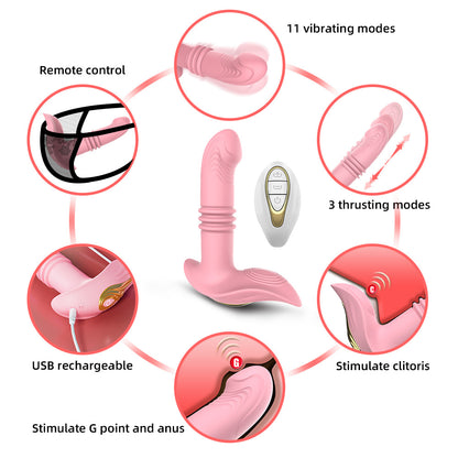 Remote Vibrator Vagina Massage Clitoris Stimulator Thrusting Telescopic Vibrating Panties Masturbator-EROSREALM