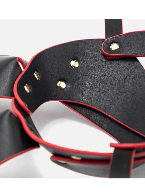 SM Faux Leather Blindfold with Ear-EROSREALM