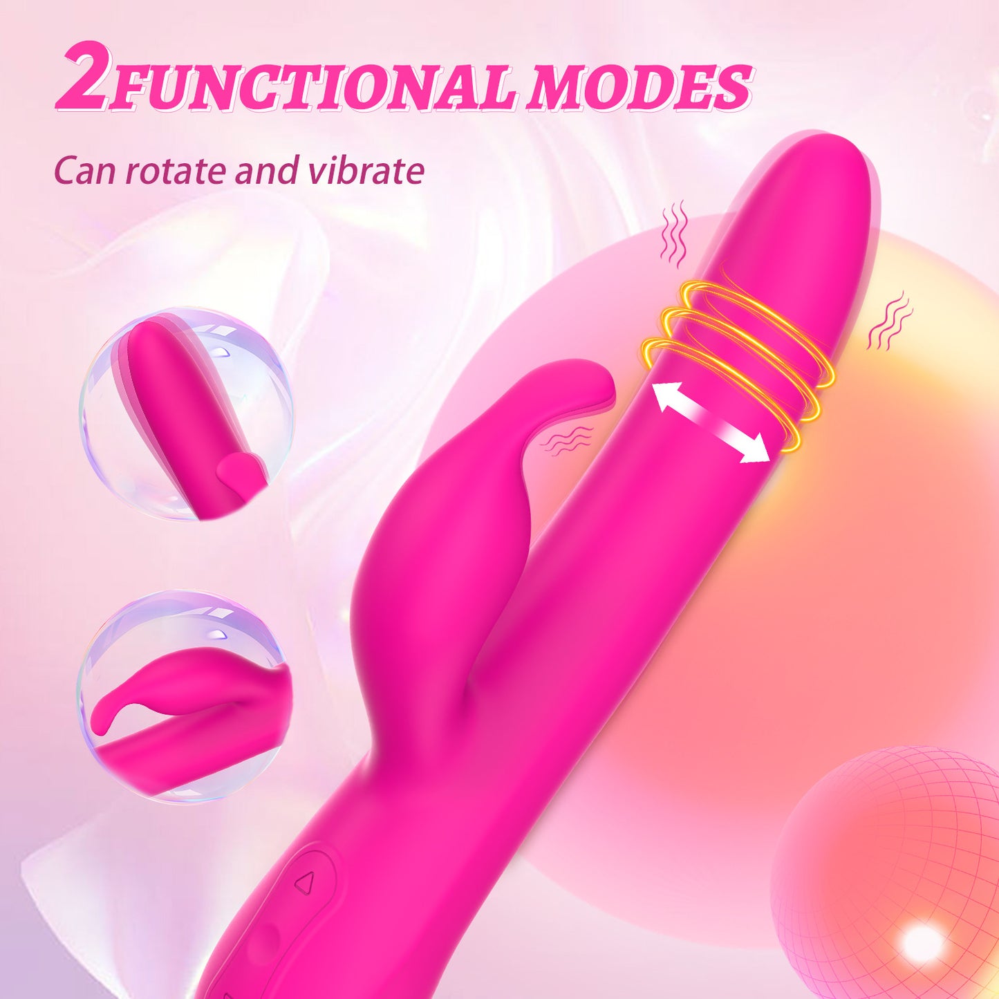 2-in-1 Rotating Strong Shock Rabbit Vibrator-EROSREALM