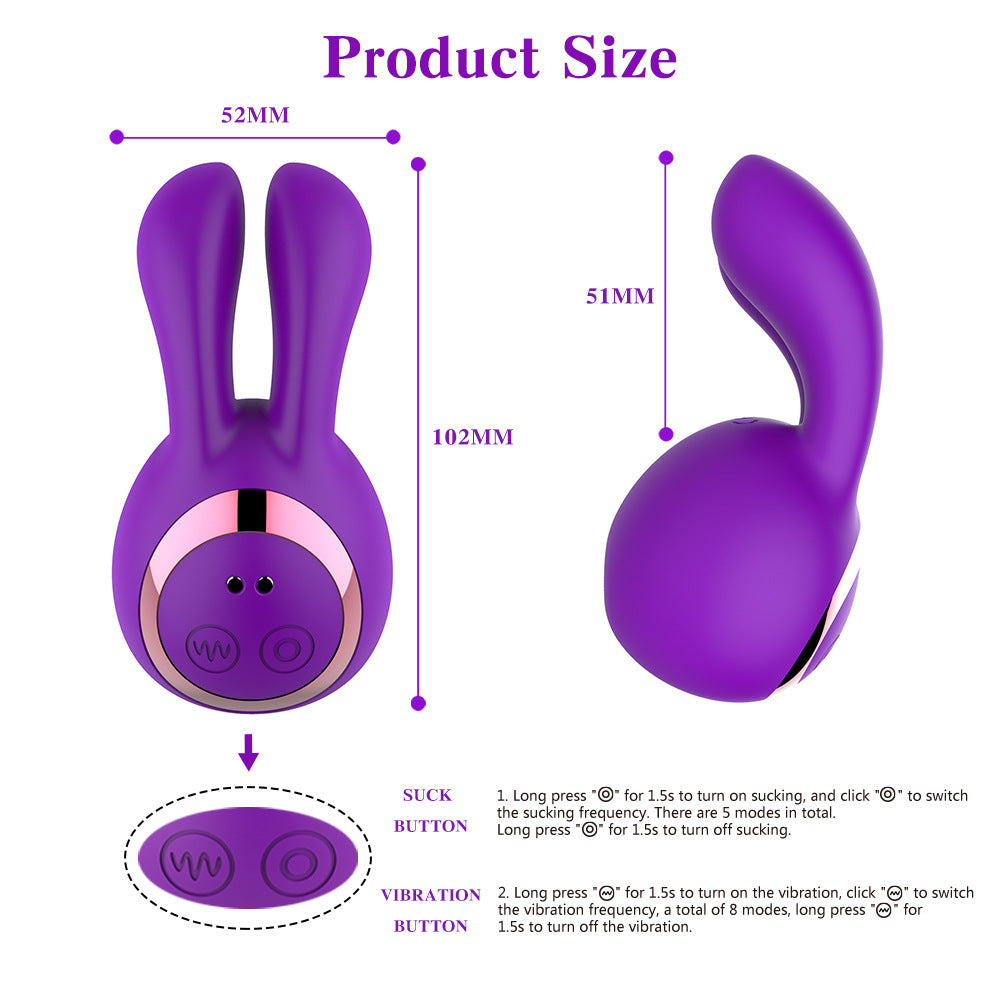 5 Frequency Sucking 8 Frequency Vibrating Rabbit Massage Stick-EROSREALM