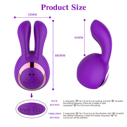 5 Frequency Sucking 8 Frequency Vibrating Rabbit Massage Stick-EROSREALM