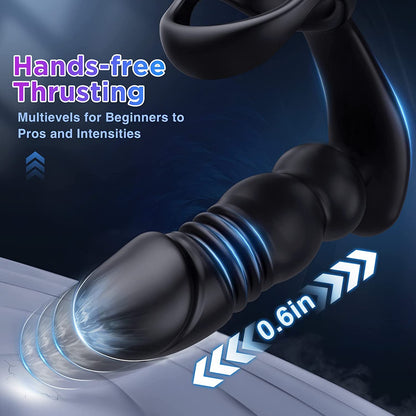 2-in-1 Telescopic Vibrating Prostate Massager With Penis Rings-EROSREALM