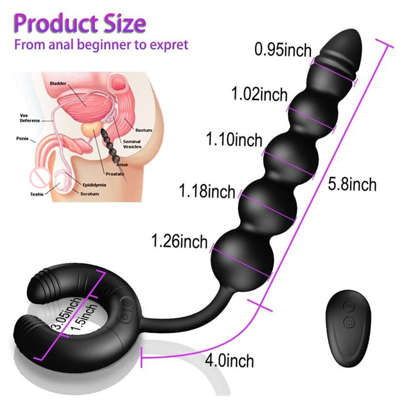 Vibrating Anal Beads Prostate Massager With Cock Ring Couple Sex Toy-EROSREALM