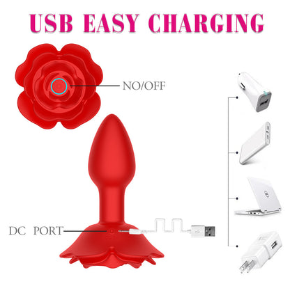 2-in-1 Swinging Rose Anal Vibrator-EROSREALM