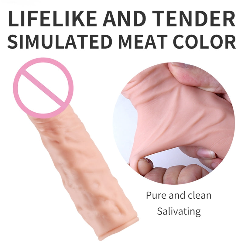 Silicone Extension Penis Sleeve Set Male Wolf Teeth Cover-EROSREALM