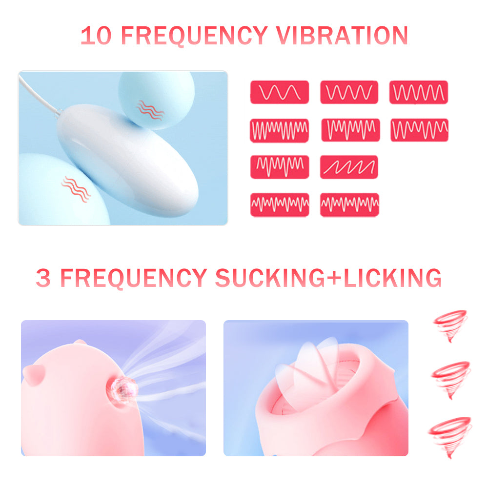 3 In 1 Sucking Tongue Licking Vibrator Invisible Egg-EROSREALM