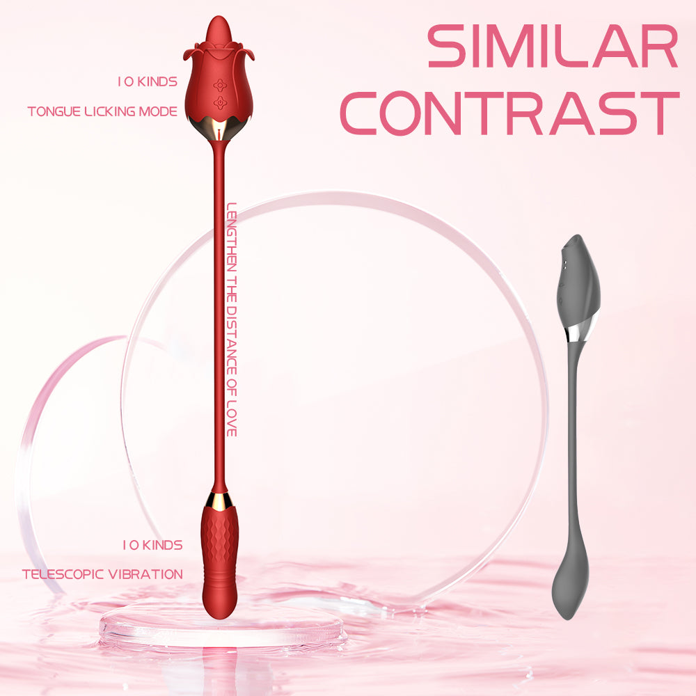 New Rose Tongue Licking Vibrator With A Thrusting Bullet-EROSREALM