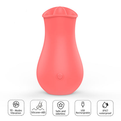 Rose Clitoral Stimulator. Rose Tongue Vibrator with Suction-EROSREALM