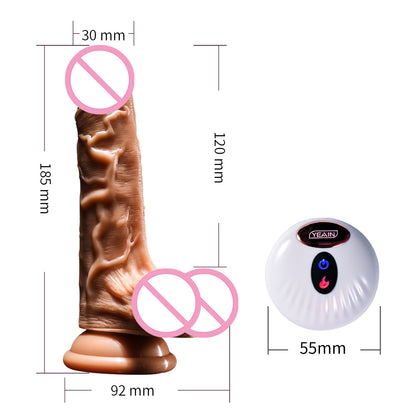 Remote Control Automatic Telescopic Rotation Simulation Silicone Vibrating Dildo-EROSREALM