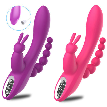 G Spot Dildo Rabbit Vibrator 3-in-one function Vibration Waterproof-EROSREALM