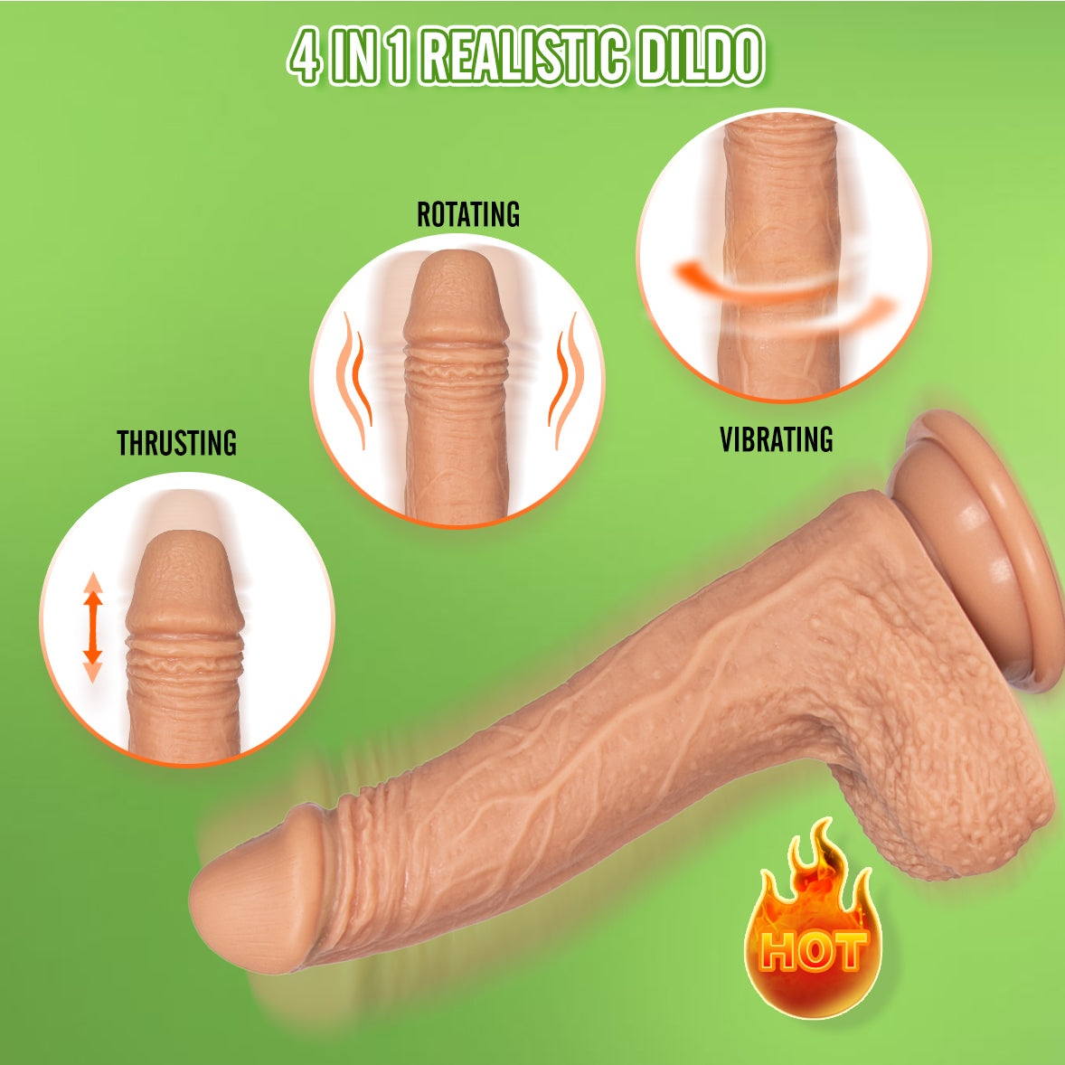 F017 Warming Thrusting Rotating And Vibrating Dildo-EROSREALM