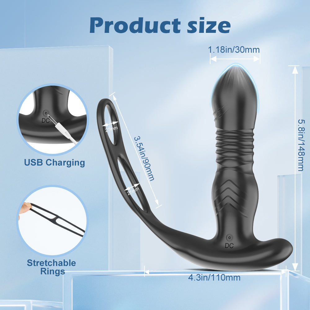 App Remote Control Thrusting Vibrating Prostate Massager-EROSREALM