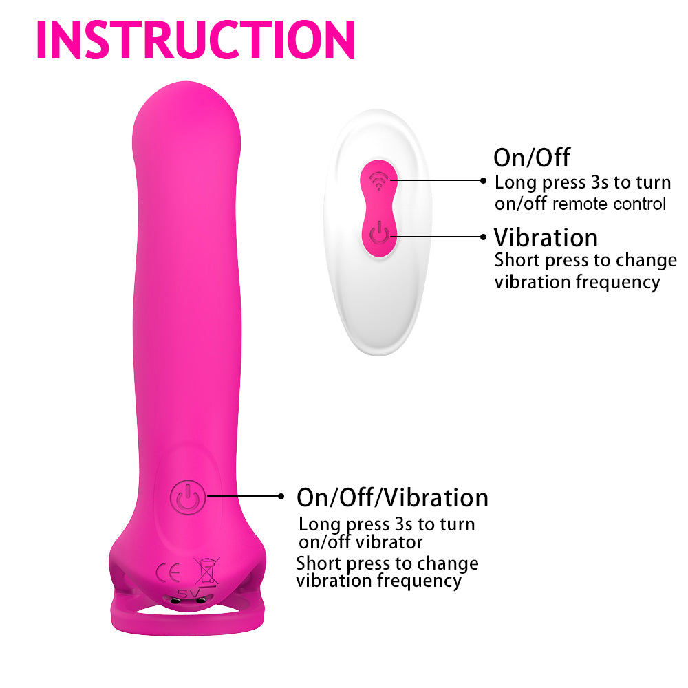 Remote Control Vibrating Strap on with Penis Rings for Couples-EROSREALM