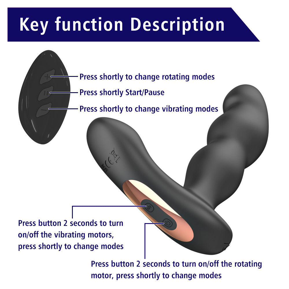 2-in-1 Wireless Remote Control Rotating Vibrating Prostate Massager-EROSREALM