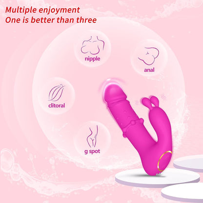 Honey Love 3-in-1 Vibrating Dildo With Thrusting Pearls-EROSREALM