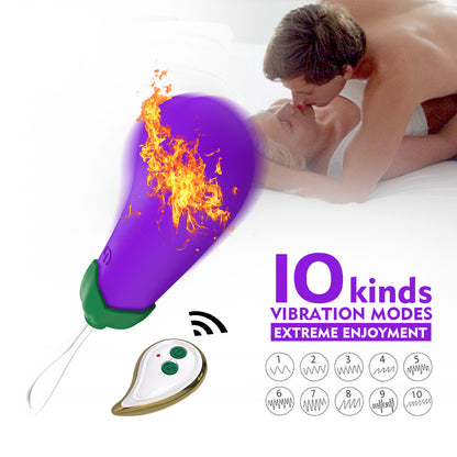 Wireless Remote Control Warming Eggplant Vibrator-EROSREALM